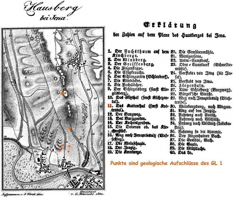 Historischer Plan des Lehrpfadgebietes von 1800/1830 (aus E. Schmid)